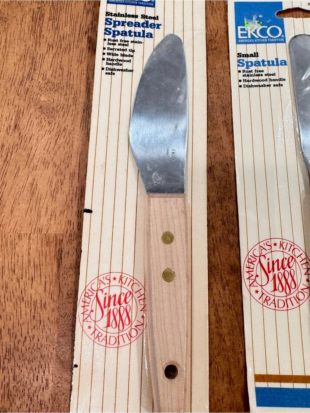 New Ekco Stainless Steel Spreader Spatula Wood Handle Set of 2 Deadstock Vtg